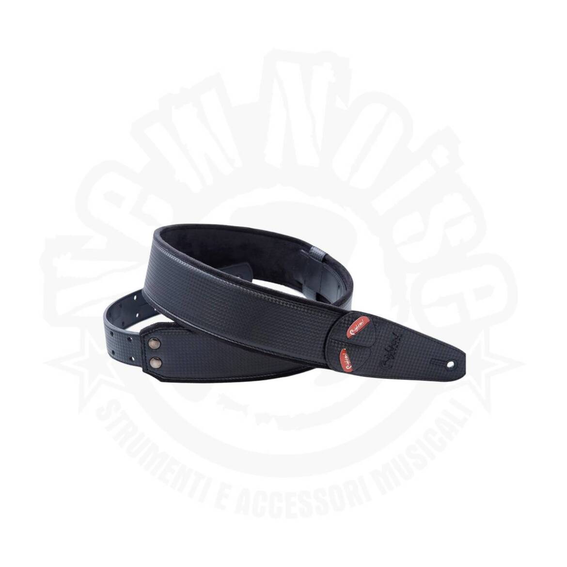 RIGHTON – CARBON – Tracolla in pelle con finiture in carbonio e slot per plettri