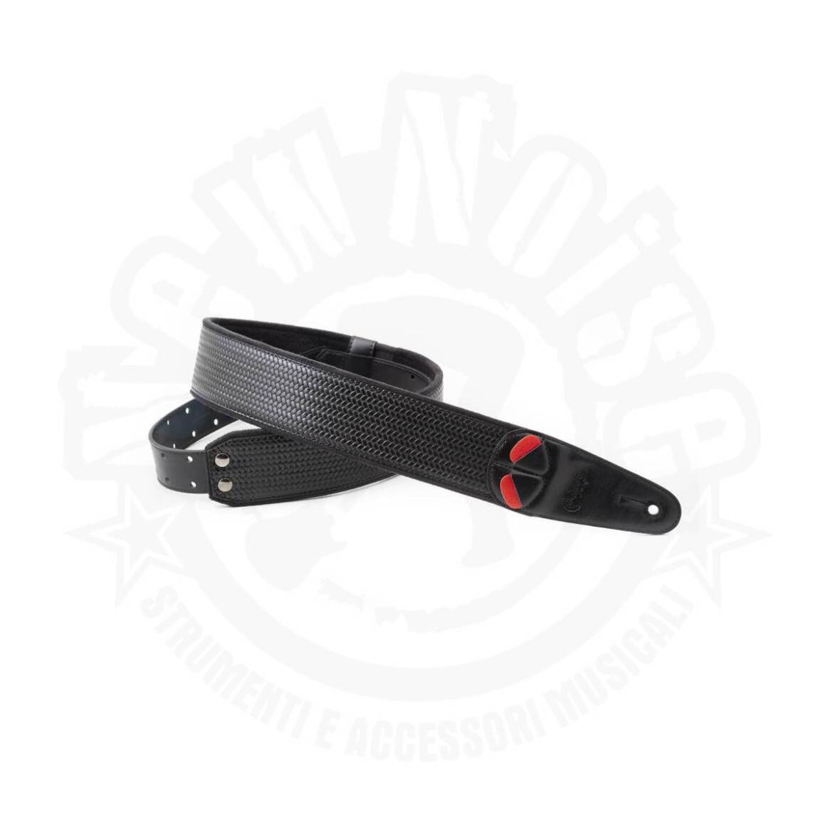 RIGHTON – M-BOND 60 BLACK – Tracolla in pelle con motivo intrecciato e portaplettri