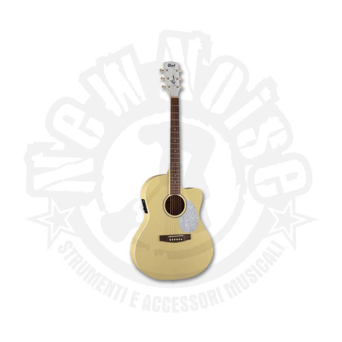 CORT – JADE CLASSIC – PYOP – Chitarra acustica amplificata spalla mancante color crema con borsa