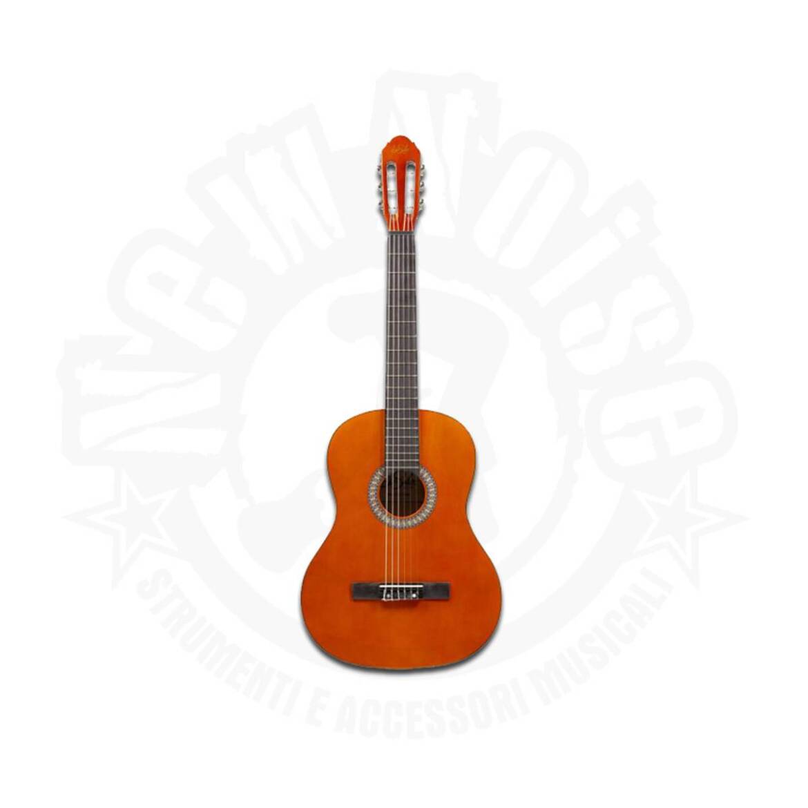 DE SALVO – CG34NT – Chitarra Classica 3/4, top colore ambra, fondo e fasce marrone, finitura lucida.