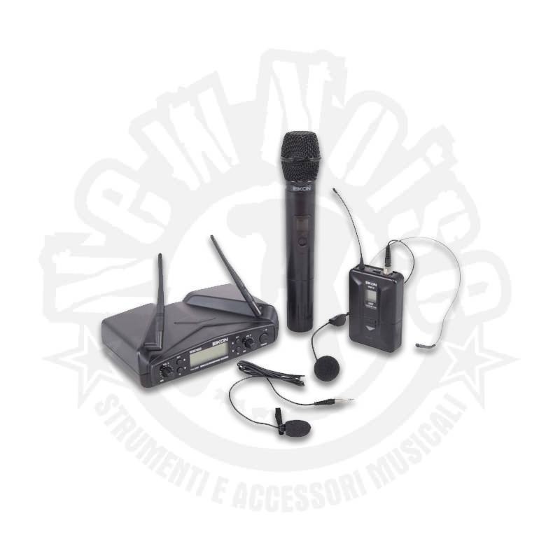 EIKON – WM700DKIT – Radiomicrofono doppio canale UHF con microfono a gelato e archetto.