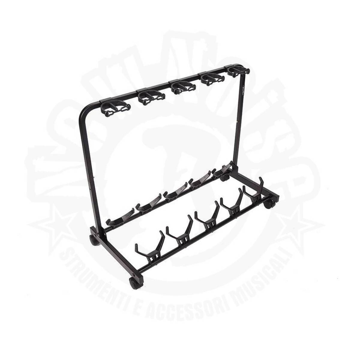BOSTON – GS-905 – Supporto pieghevole per 5 chitarre elettriche, acustiche o bassi, con ruote