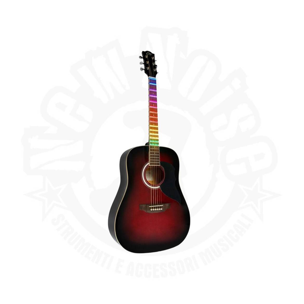 EKO Ranger 6 Red Sunburst Visual Note Chitarra acustica con LED e app dedicata